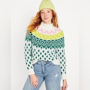 Old Navy Mock-Neck Fair Isle Cropped Sweater size XXL